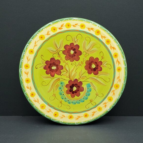 Pier 1 Round Floral Trivet Pier 1 Imports Cheese Board Red Flowers Cheese Plate - Picture 1 of 5